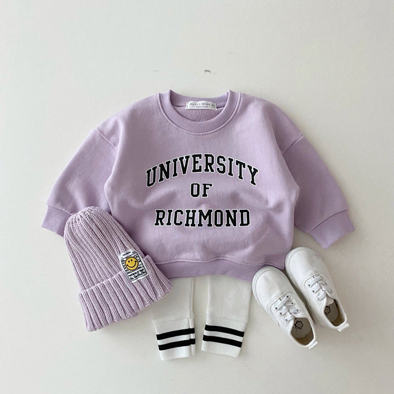 Infant & Toddler Casual Bright Alphabet Round Neck Sweatshirt