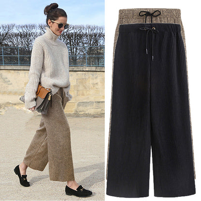 Plus Fat Plus Size Woolen Wide-leg Pants Spring And Autumn