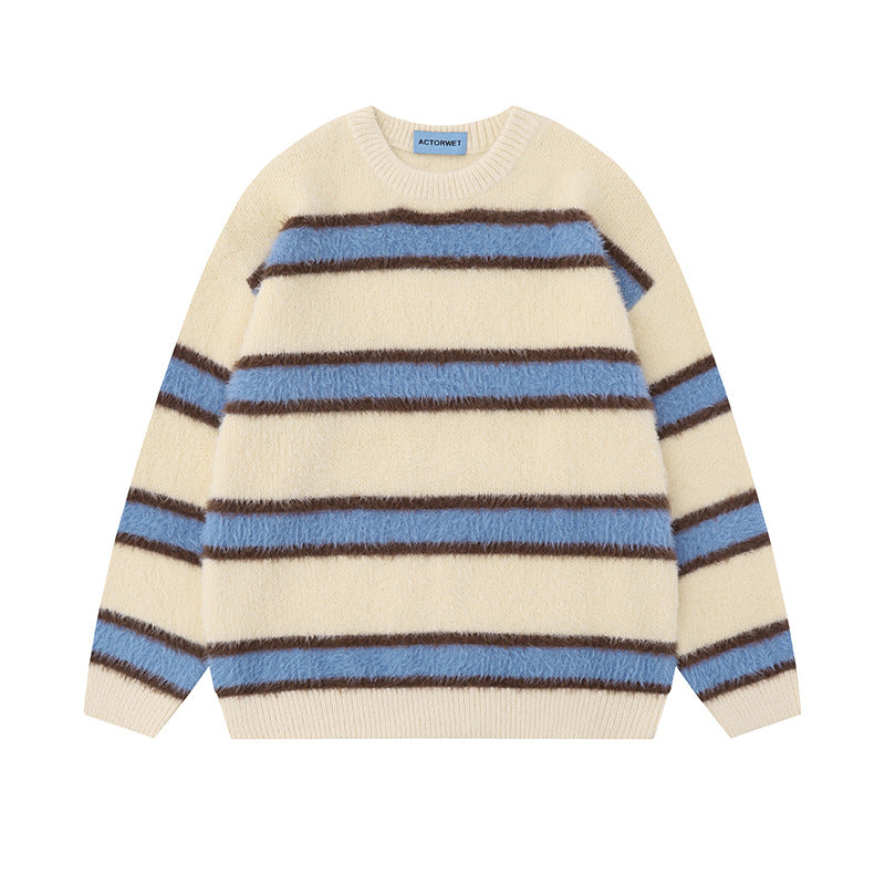 Vintage Stripe Knitted Men's And Women's Sweaters