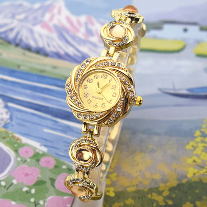 Chalcedony Women's Diamond Light Luxury Minority Bracelet Watch