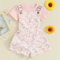 Toddler Girl Shorts Outfit Solid Color Ribbed Short Sleeve