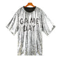 Sequined Short-sleeved Top Loose Plus Size T-shirt For Women