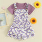 Toddler Girl Shorts Outfit Solid Color Ribbed Short Sleeve
