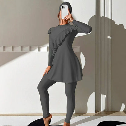 Muslim Swimsuit Long Sleeve Swimming Dress Long Swimming Trunks Two-piece Set