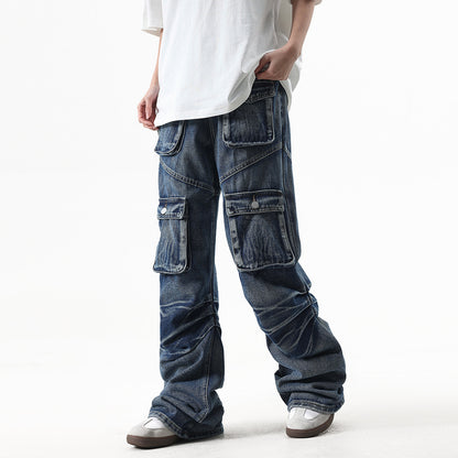 Multi-Pocket Workwear Jeans For Men And Women