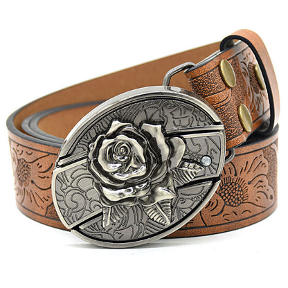 Personality Student Trendy Printing Engraving Smooth Buckle Knife Embossing Belt