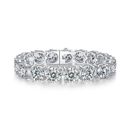 Half Summer Splendor - Luxurious And Fashionable Light Luxury Jewelry Silver Bracelet And Bracelet Set With Top-quality Moissanite, S925 Silver Plated Platinum.