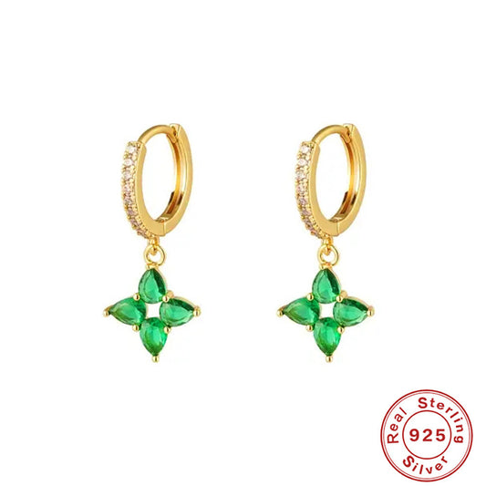 S925 Sterling Silver Flowers Light Luxury Water Drop Earrings