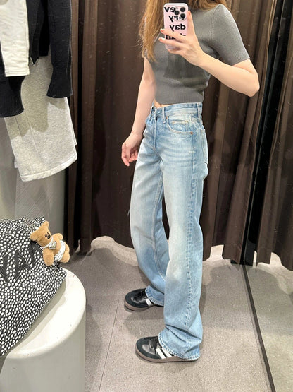 Plus Size American Washed Straight Jeans For Women Spring New