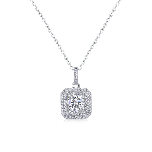 Sugar Diamond - Set With Top-quality Moissanite, Fashionable And Light Luxury Jewelry, Silver Pendant Necklace S925, Silver-plated Platinum