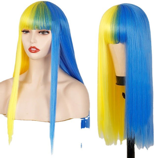 Cosplay Festival Wig Double Color Matching Head Straight Bangs
