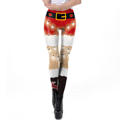 Women Christmas Digital Print Tight Leggings