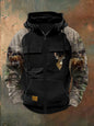 Mens Multi-Pocket Cargo Hoodie With Zippers And Color-Block Design