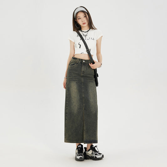 Fashionable American Retro Denim Skirt For Women