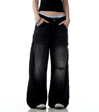 American Retro Tattered Jeans Jeans