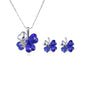 Four-leaf clover crystal necklace earrings