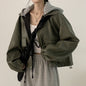 Casual Loose All-matching Short Hooded Leather Coat For Women