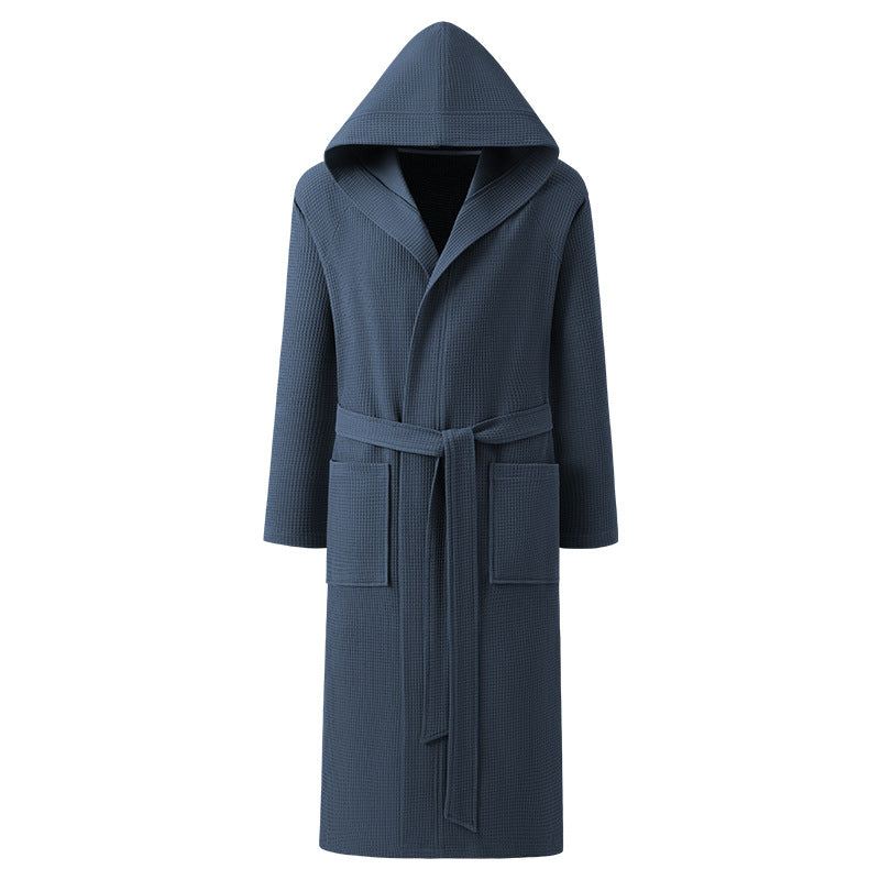 Mens Pure Cotton Hooded Bathrobe