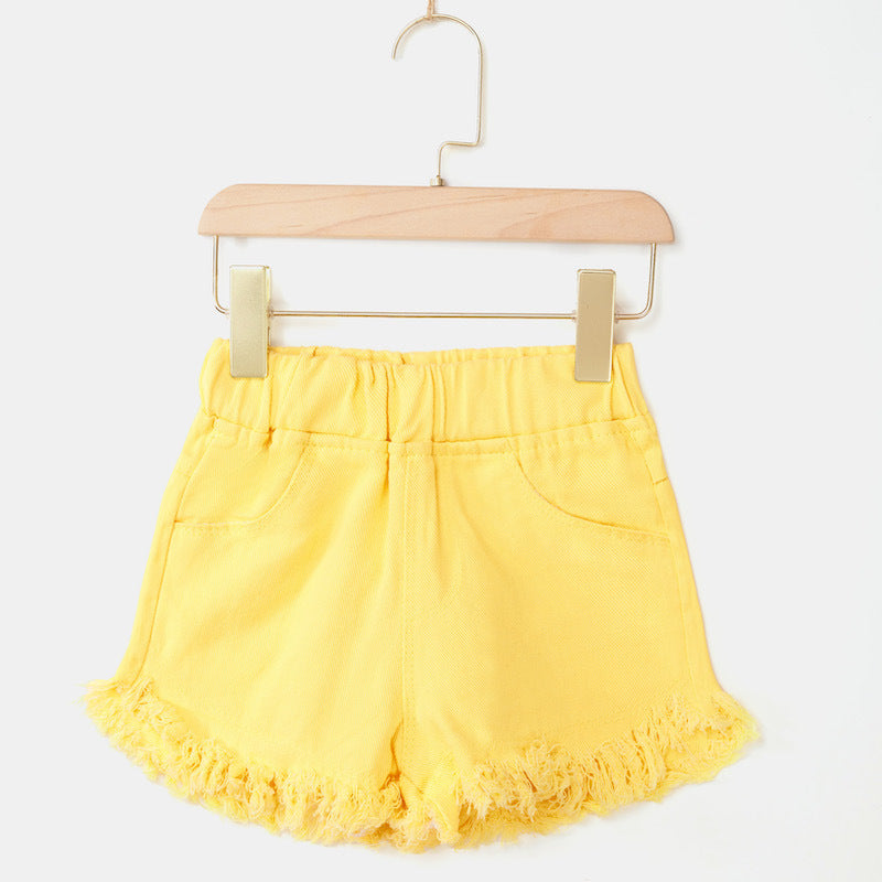 Fashionable Summer Denim Color Shorts For Big Kids