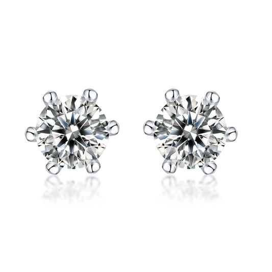 Rain And Snow - Earrings Set With 0.5-carat Top-quality Moissanite S925 Silver And Platinum-plated Stud Earrings, A Fashionable And Trendy Accessory, Can Be Tested With A Diamond Pen