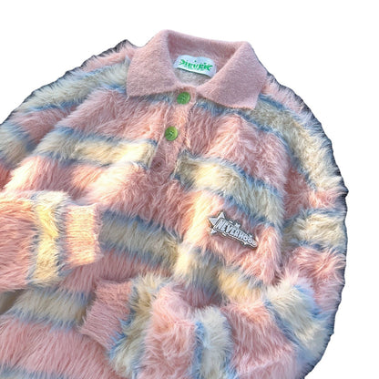 Raspberry Striped Sea Knitwear Sweater Men And Women