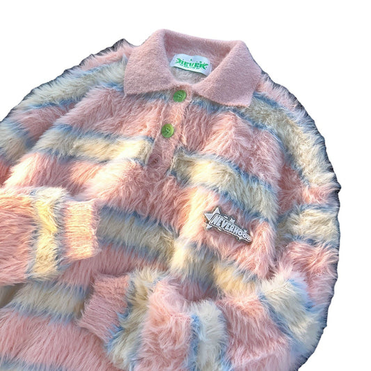 Raspberry Striped Sea Knitwear Sweater Men And Women