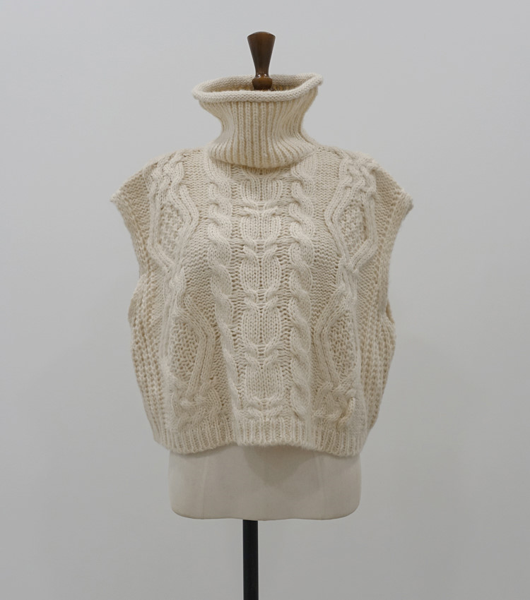 High neck linen Sweater Vest
