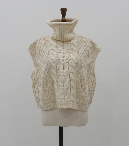 High neck linen Sweater Vest