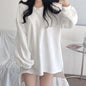 French Style Split Long Sleeve Top Plus Casual Knitted Sweater Vest For Women