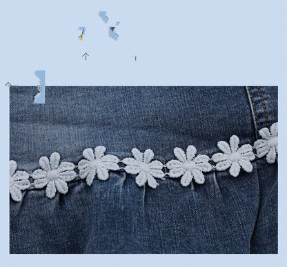 Denim Skirt Fashion Elastic Embroidery Women
