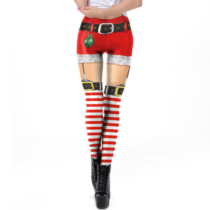 Women Christmas Digital Print Tight Leggings