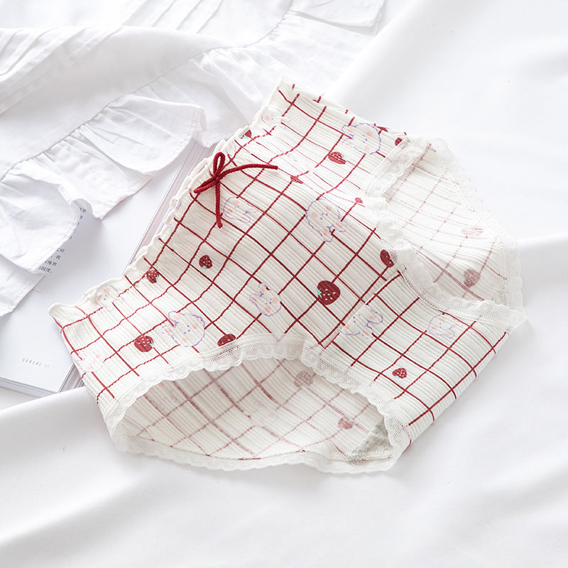 Strawberry Rabbit Fungus Edge Thread Girl Underwear
