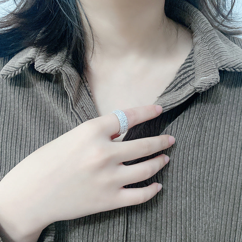 Sterling Silver Multi-row Luxury Zircon Ring