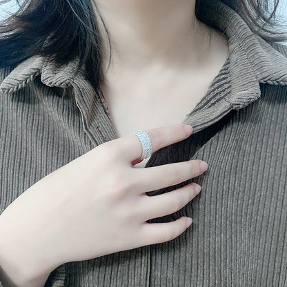 Sterling Silver Multi-row Luxury Zircon Ring