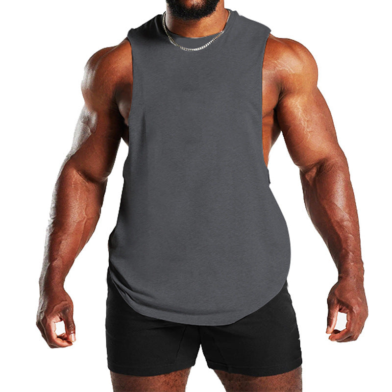New Fitness Wide Shoulder Vest Men's Solid Color Sports Casual