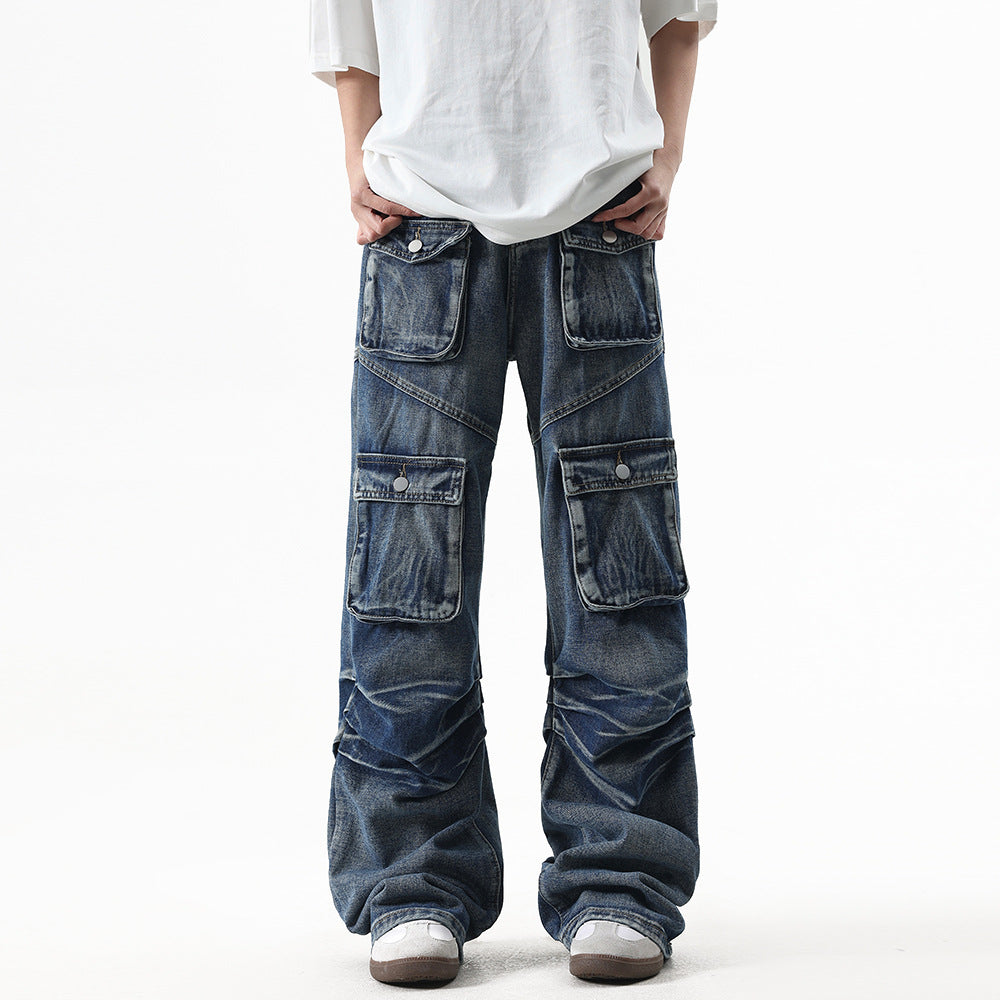 Multi-Pocket Workwear Jeans For Men And Women
