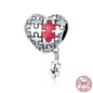 Love Puzzle 925 Silver Beads Heart Shaped Diy Bracelet Accessories