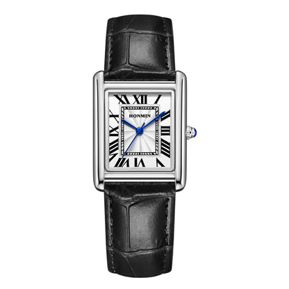 Couple Leather Watch Strap Simple Square Student's Watch Waterproof