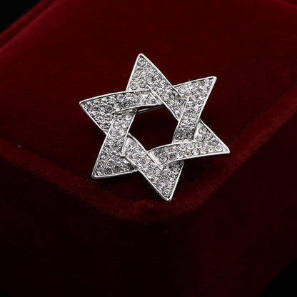 European And American Jewelry Custom-Made Six-Pointed Star Brooch Pins For Men