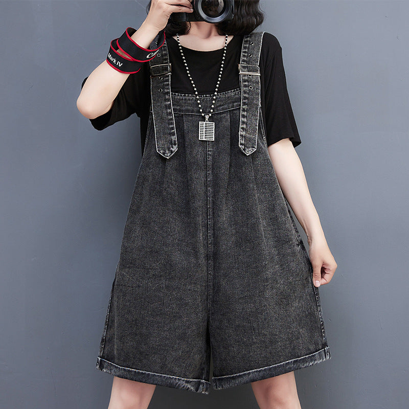 Large Size Women's New Fashion Denim Overalls Shorts Women