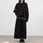Color-contrasting Stripe Skirt Two-piece Set Idle Style Loose Pullover Sweater Set Women