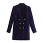 Velvet Blazer Jacket Dress Blazer Long-Sleeved Medium Length Warm Coat
