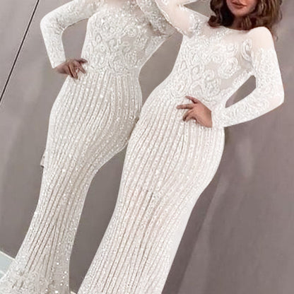 Sexy Gold Long Sleeve Dress Women