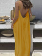 Loose Spaghetti Dress Ins Fashion U-cut Backless Tie-up Long Dresses Beach Vacation Bohemian Women's Clothing