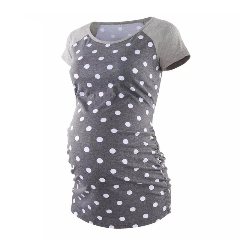 Round Neck Short Sleeve Printed Maternity T-shirt