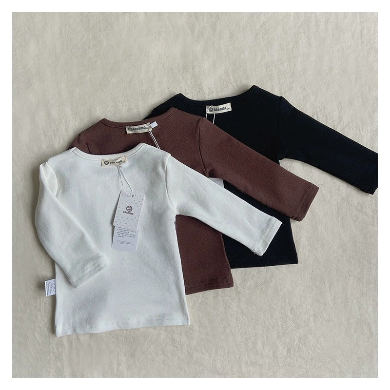 Versatile Round Neck Toddler T-shirt With Solid Color Base
