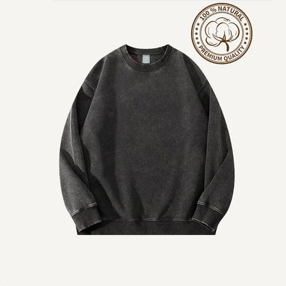 Retro Washed Distressed Crewneck Sweatshirt