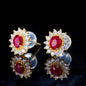 Silver Light Luxury Silver Plated Ruby Earrings