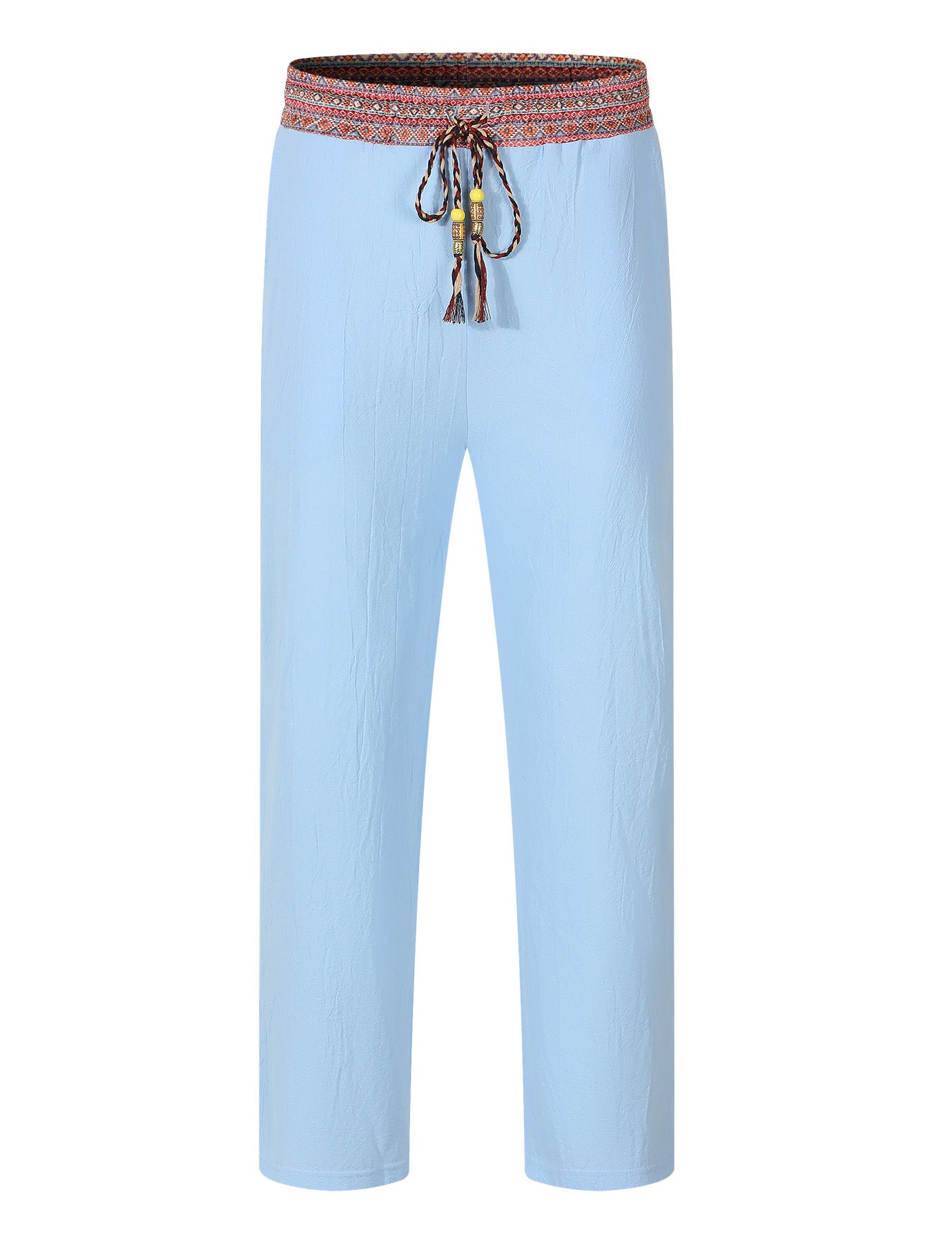 Mens Retro Patchwork Linen Pants