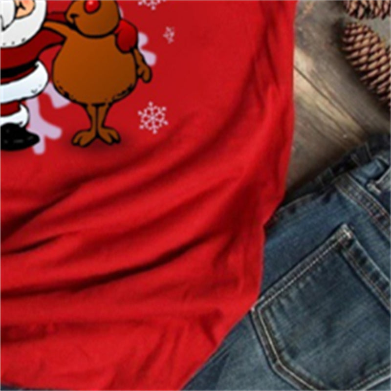 Cartoon Fashion Letter Plus Size Crew Neck Top For Women